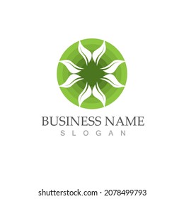 Logos of green Tree leaf ecology nature element vector