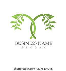 Logotipos de ecología de hoja de árbol verde elemento de naturaleza vector