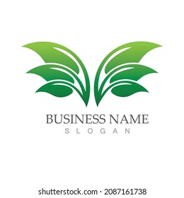 Logos of green Tree leaf ecology nature element vector
