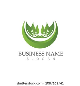 Logotipos de ecología de hoja de árbol verde elemento de naturaleza vector