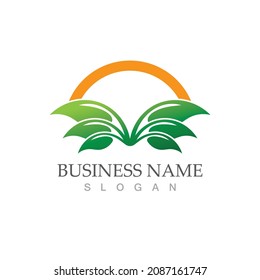Logotipos de ecología de hoja de árbol verde elemento de naturaleza vector