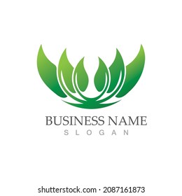 Logotipos de ecología de hoja de árbol verde elemento de naturaleza vector