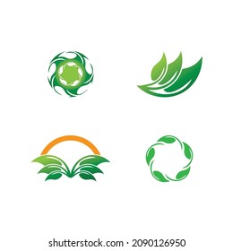 Logos of green Tree leaf ecology nature element vector