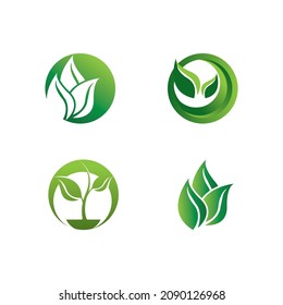 Logotipos de ecología de hoja de árbol verde elemento de naturaleza vector