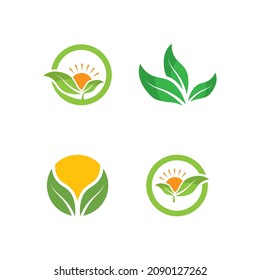 Logotipos de ecología de hoja de árbol verde elemento de naturaleza vector