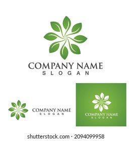 Logos of green Tree leaf ecology nature element vector