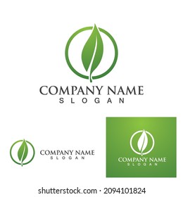 Logotipos de ecología de hoja de árbol verde elemento de naturaleza vector