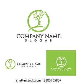 Logos of green Tree leaf ecology nature element vector