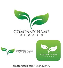 Logos of green Tree leaf ecology