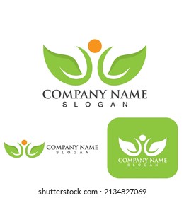 Logotipos de ecología de hojas de árbol verde