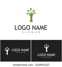 Logos of green Tree leaf ecology nature element vector