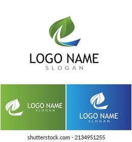 Logos von grünen Baumblätterökologie, Naturelement Vektorgrafik