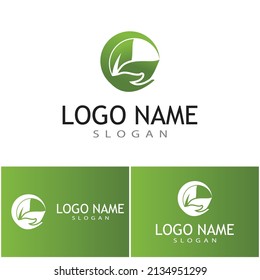 Logos of green Tree leaf ecology nature element vector