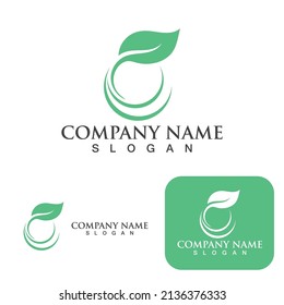 Logos of green Tree leaf ecology nature element vector