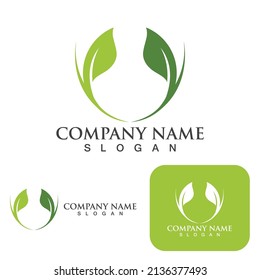 Logos of green Tree leaf ecology nature element vector