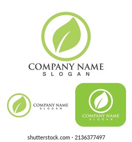 Logos von grünen Baumblätterökologie, Naturelement Vektorgrafik