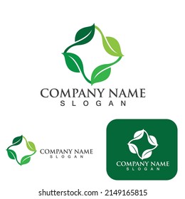 Logotipos de ecología de hoja de árbol verde elemento de naturaleza vector