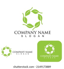 Logotipos de ecología de hoja de árbol verde elemento de naturaleza vector