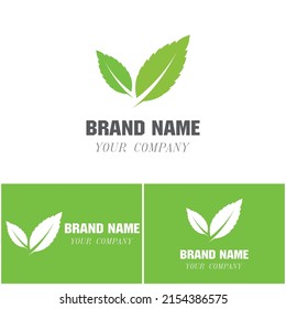 Logotipos de ecología de hoja de árbol verde elemento de naturaleza vector