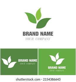 Logotipos de ecología de hoja de árbol verde elemento de naturaleza vector