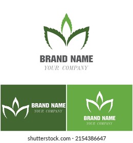 Logos von grünen Baumblätterökologie, Naturelement Vektorgrafik