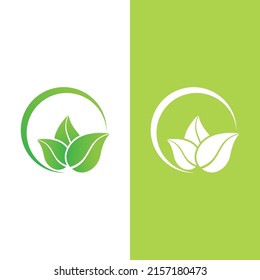 Logotipos de ecología de hoja de árbol verde elemento de naturaleza vector