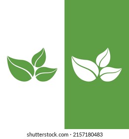 Logos von grünen Baumblätterökologie, Naturelement Vektorgrafik