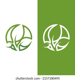 Logos of green Tree leaf ecology nature element vector