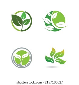 Logotipos de ecología de hoja de árbol verde elemento de naturaleza vector