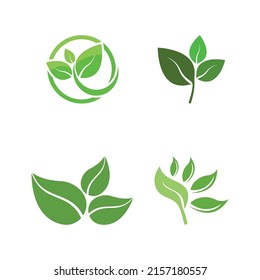 Logos of green Tree leaf ecology nature element vector