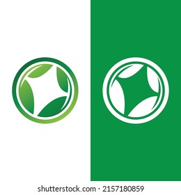 Logotipos de ecología de hoja de árbol verde elemento de naturaleza vector
