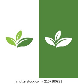 Logotipos de ecología de hoja de árbol verde elemento de naturaleza vector
