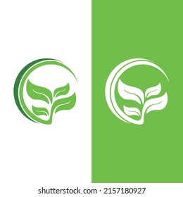 Logotipos de ecología de hoja de árbol verde elemento de naturaleza vector