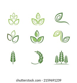 Logotipos de ecología de hoja de árbol verde elemento de naturaleza vector