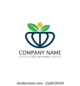 Logos of green Tree leaf ecology nature element vector