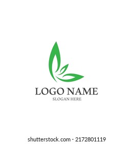 Logos of green Tree leaf ecology nature element vector