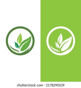 Logos of green tree leaf ecology nature element vector