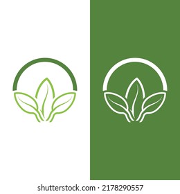 Logos of green tree leaf ecology nature element vector