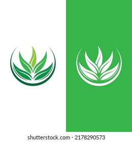 Logos of green tree leaf ecology nature element vector