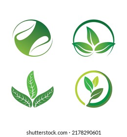 Logotipos de ecología de hoja de árbol verde elemento de naturaleza vector