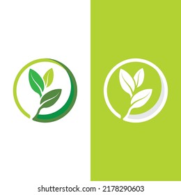 Logotipos de ecología de hoja de árbol verde elemento de naturaleza vector