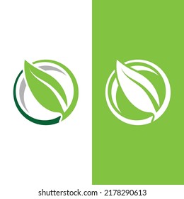 Logos of green tree leaf ecology nature element vector