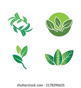 Logos of green tree leaf ecology nature element vector