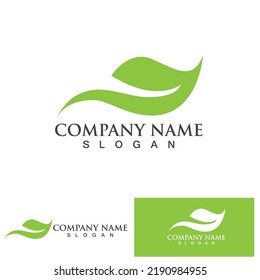 Logotipos de ecología de hoja de árbol verde elemento de naturaleza vector