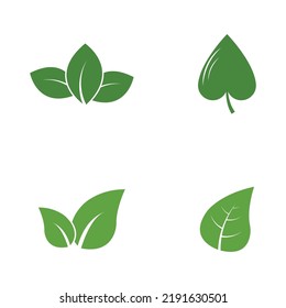 Logos von grünen Baumblätterökologie, Naturelement Vektorgrafik