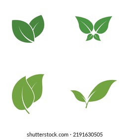 Logos of green Tree leaf ecology nature element vector