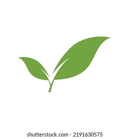 Logos von grünen Baumblätterökologie, Naturelement Vektorgrafik