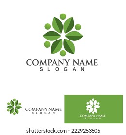 Logotipos de ecología de hoja de árbol verde elemento de naturaleza vector