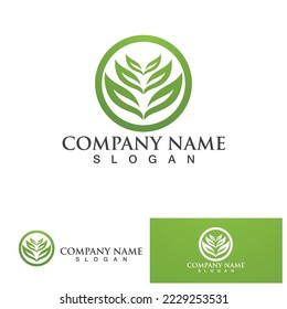 Logotipos de ecología de hoja de árbol verde elemento de naturaleza vector