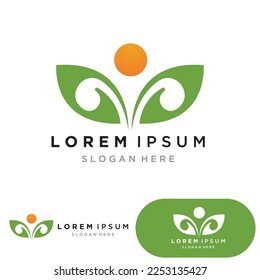 Logos of green Tree leaf ecology nature element vector